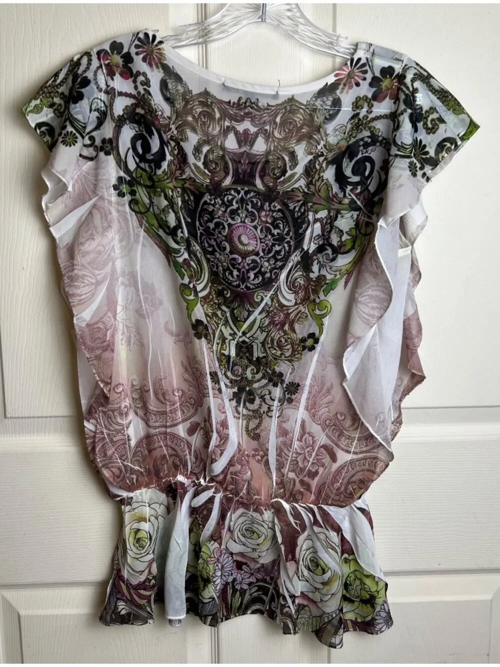 Design Works Floral Sheer Top - Picture 4 of 8
